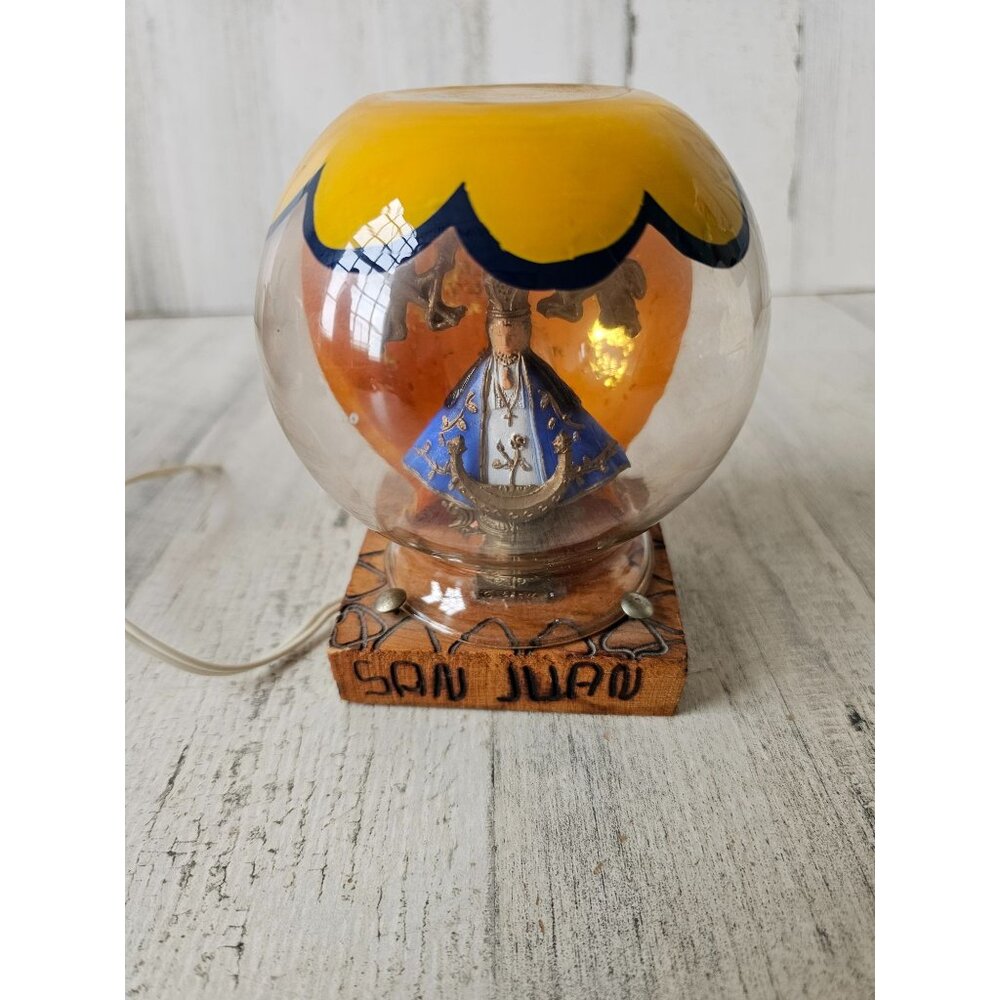 Vintage San Juan infant of Prague light up glass religious statue figurine 5" ta